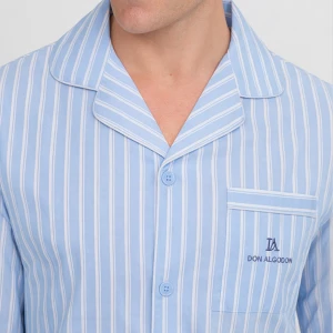 Pijama camisero hombre algod&oacute;n rayas